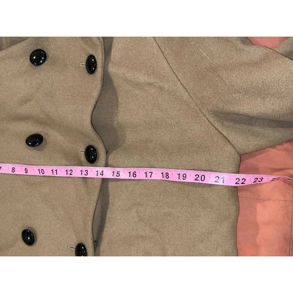 COACH Wool Angora two tones Coat Black Beige logo buttons sz Medium